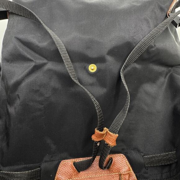 Vintage LONGCHAMP Black Nylon Backpack with w/ Drawstring - Picture 7 of 7